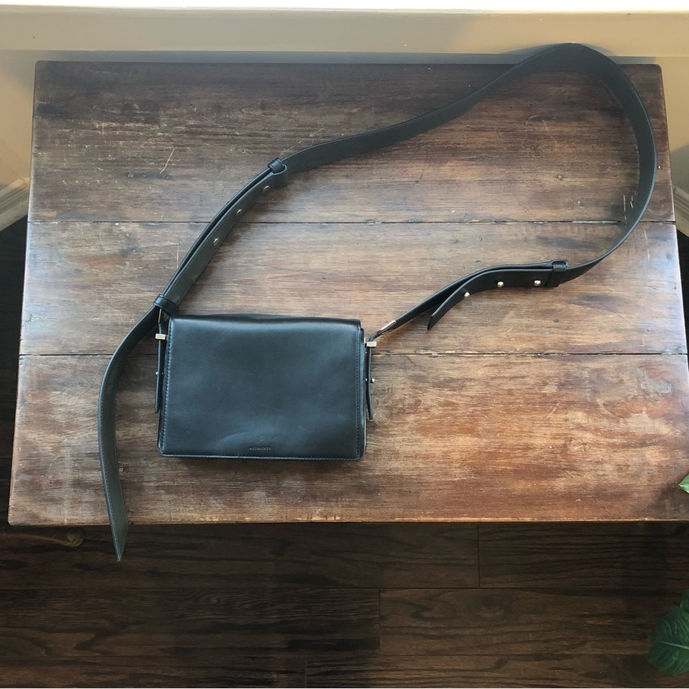 AllSaints leather crossbody box bag